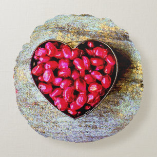 "Pomegranates Heart Fruit" Cute Photo. Buy Now Round Cushion
