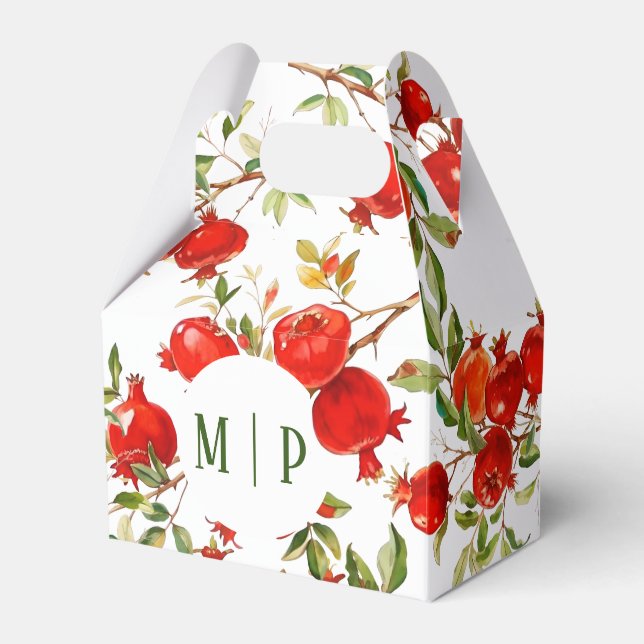 Pomegranates watercolor theme Bright colors Favour Box (Front Side)