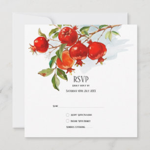 Pomegranates watercolor theme Bright colors Invitation