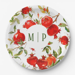 Pomegranates watercolor theme Bright colours Paper Plate