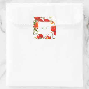Pomegranates watercolor theme Bright colours Square Sticker