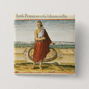Pomeiooc Elder in a winter garment 15 Cm Square Badge