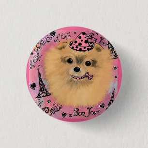 Pomeranian     3 cm round badge