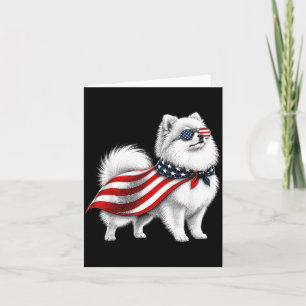 Pomeranian 4th Of July Aamerican Flag Pom Dog Card