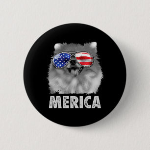 Pomeranian 4th Of July America Men Aamerican Flag 6 Cm Round Badge