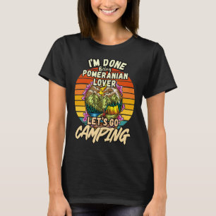 Pomeranian And Camping Vintage Retro Colourful Pe T-Shirt