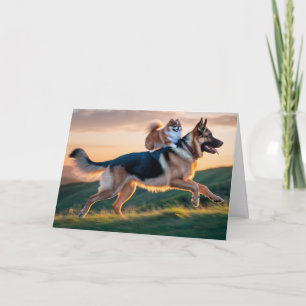 Pomeranian and German Shepherd Card