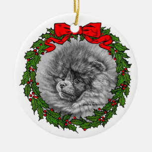 Pomeranian Art by Glenda S. Harlan Ceramic Ornament