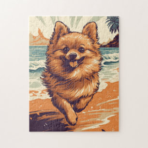 Pomeranian at the beach jigsaw puzzle