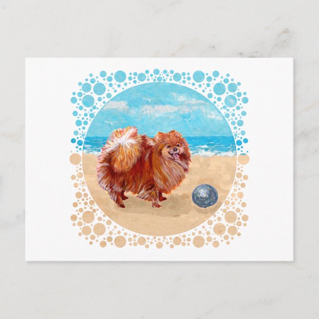 Pomeranian at the Seashore Postcard (Front)