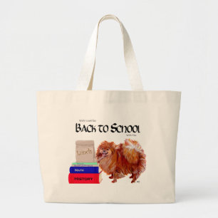 Pomeranian Back to School Large Tote Bag