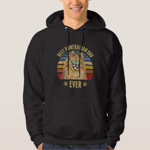 Pomeranian Best Dog Dad Ever Retro Sunset Beach Vi Hoodie