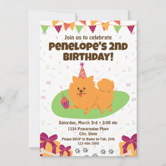 Pomeranian Birthday Invitation