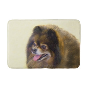 Pomeranian Black and Tan Painting Original Dog Art Bath Mat