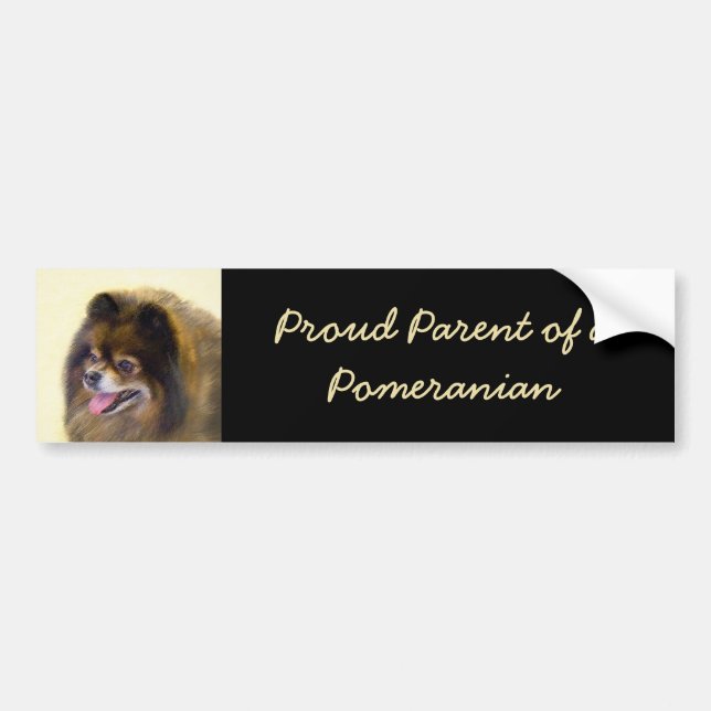 Pomeranian Black and Tan Painting Original Dog Art Bumper Sticker (Front)