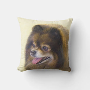 Pomeranian Black and Tan Painting Original Dog Art Cushion