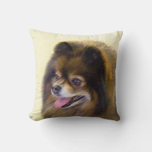 Pomeranian Black and Tan Painting Original Dog Art Cushion
