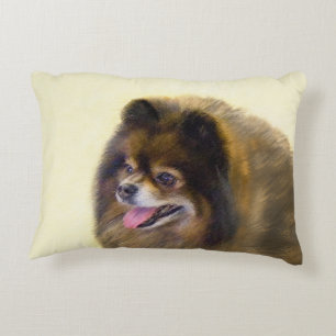 Pomeranian Black and Tan Painting Original Dog Art Decorative Cushion