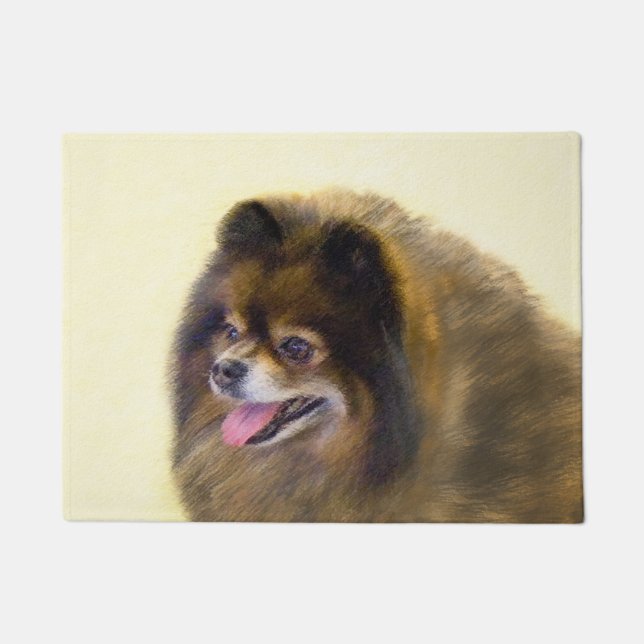Pomeranian Black and Tan Painting Original Dog Art Doormat (Front)