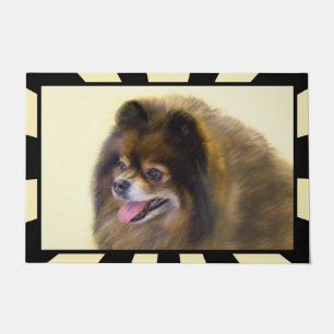 Pomeranian Black and Tan Painting Original Dog Art Doormat