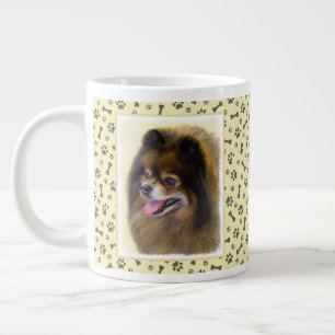 Pomeranian Black and Tan Painting Original Dog Art Large Coffee Mug