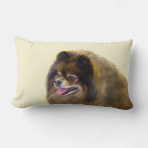 Pomeranian Black and Tan Painting Original Dog Art Lumbar Cushion