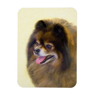 Pomeranian Black and Tan Painting Original Dog Art Magnet