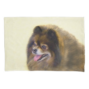 Pomeranian Black and Tan Painting Original Dog Art Pillowcase