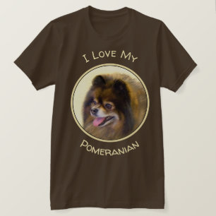 Pomeranian Black and Tan Painting Original Dog Art T-Shirt