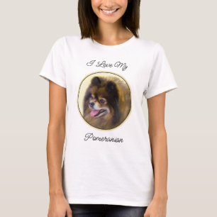 Pomeranian Black and Tan Painting Original Dog Art T-Shirt