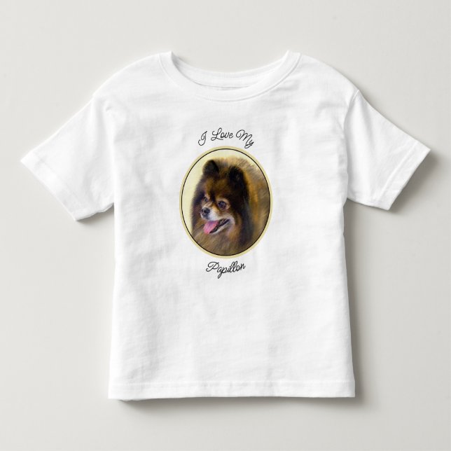 Pomeranian Black and Tan Painting Original Dog Art Toddler T-Shirt (Front)