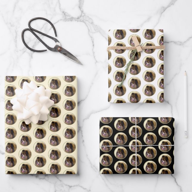 Pomeranian Black and Tan Painting Original Dog Art Wrapping Paper Sheet (Front)