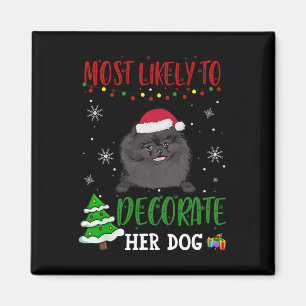 Pomeranian Black Dog Christmas Most Likely To Deco Magnet