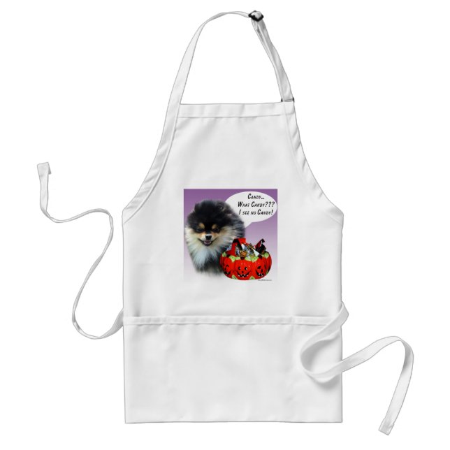 Pomeranian (blktan) Halloween Candy Standard Apron (Front)