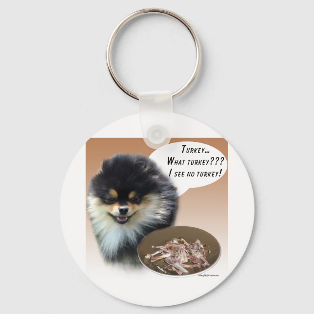 Pomeranian (blktan) Turkey Key Ring (Front)
