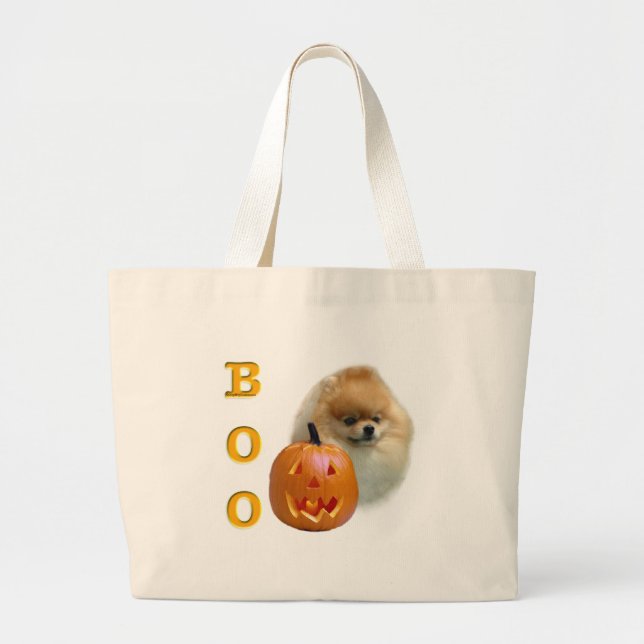 Pomeranian Boo Large Tote Bag (Front)