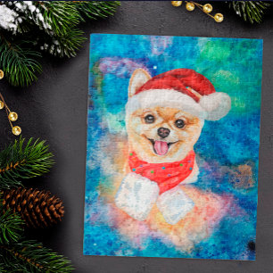 Pomeranian Breed Dog Christmas Jigsaw Puzzle