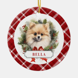 Pomeranian Ceramic Circle Ornament