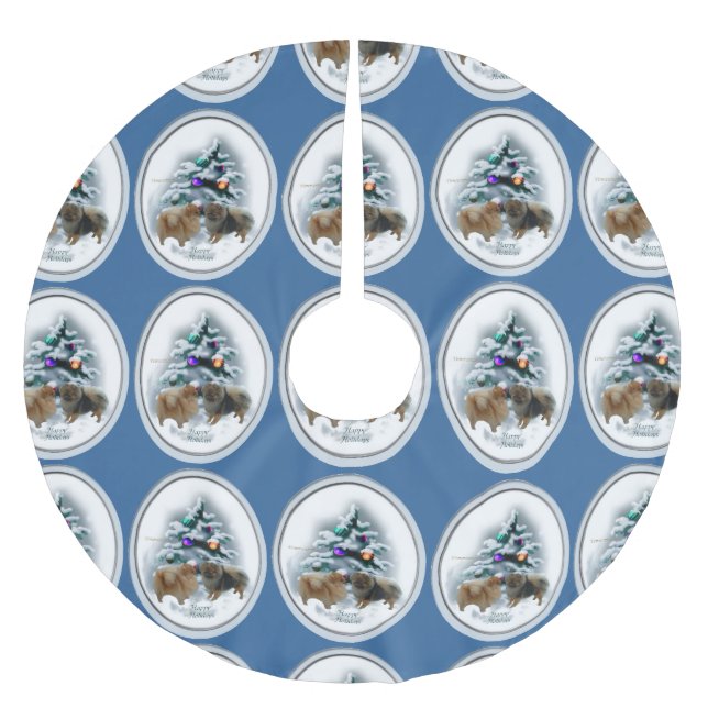 Pomeranian Christmas Brushed Polyester Tree Skirt (Front)