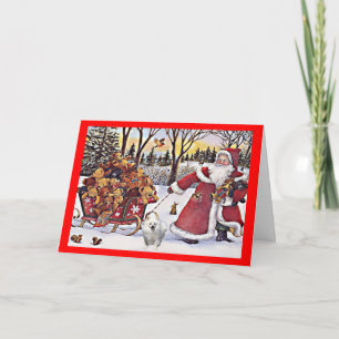 Pomeranian Christmas Card Santa and Bears