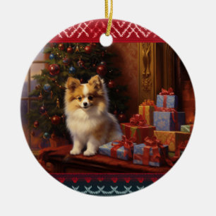 Pomeranian Christmas Ceramic Ornament