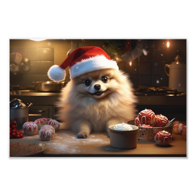 Pomeranian Christmas Cookies Festive Holiday Photo Print (Front)