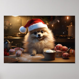 Pomeranian Christmas Cookies Festive Holiday Poster