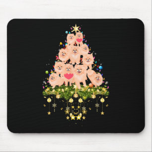 Pomeranian Christmas Dog Tree Lights Holiday Pomer Mouse Pad
