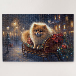 Pomeranian Christmas Festive Season Brushed  Jigsaw Puzzle