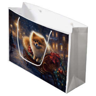 Pomeranian Christmas Festive Season Brushed Large Gift Bag