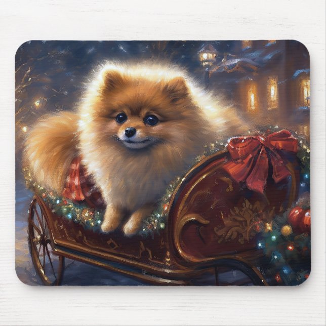 Pomeranian Christmas Festive Season Brushed  Mouse Pad (Front)