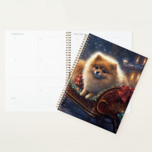 Pomeranian Christmas Festive Season Brushed  Planner