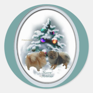 Pomeranian Christmas Gifts Classic Round Sticker