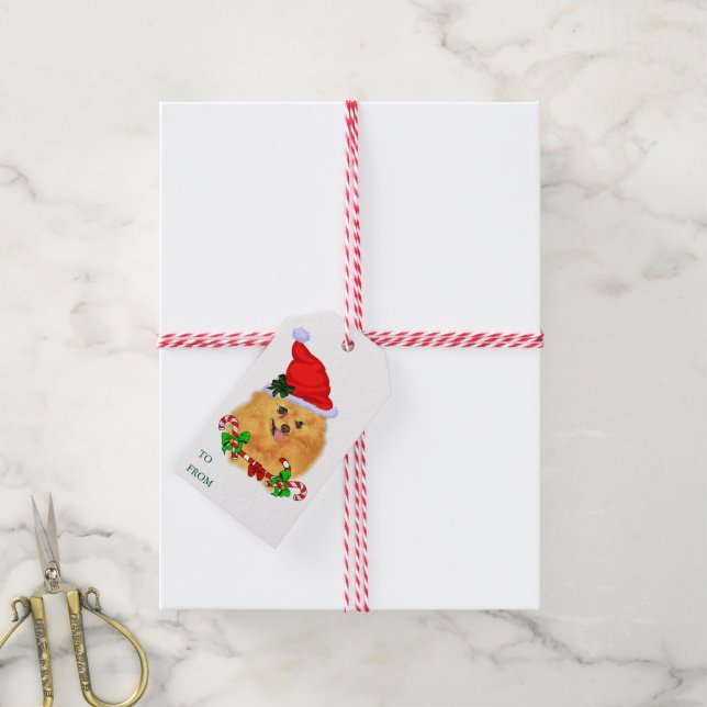 Pomeranian Christmas Gifts Gift Tags (With Twine)